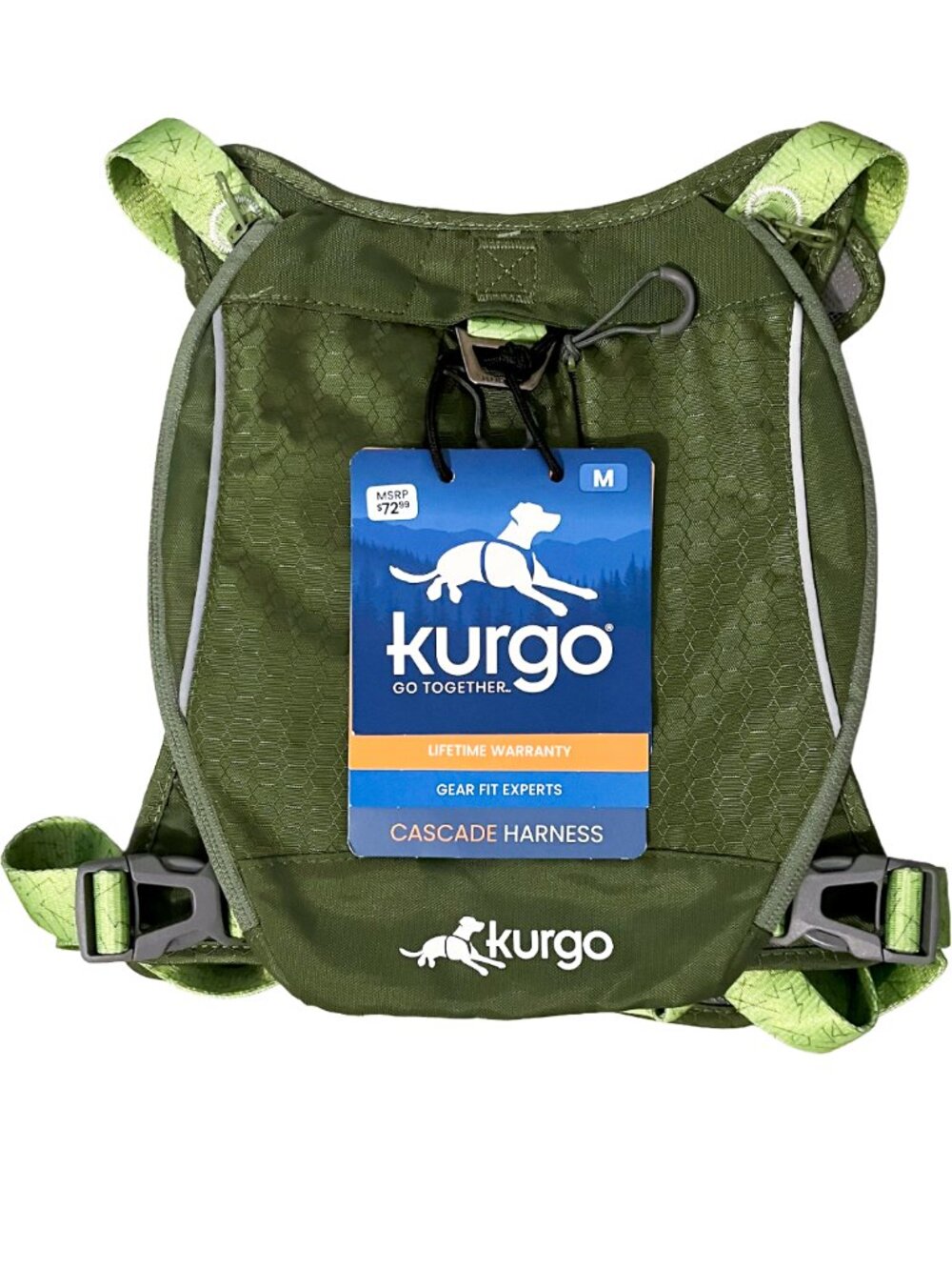 Kurgo Cascade Dog Harness Backpack Green Medium - NWT